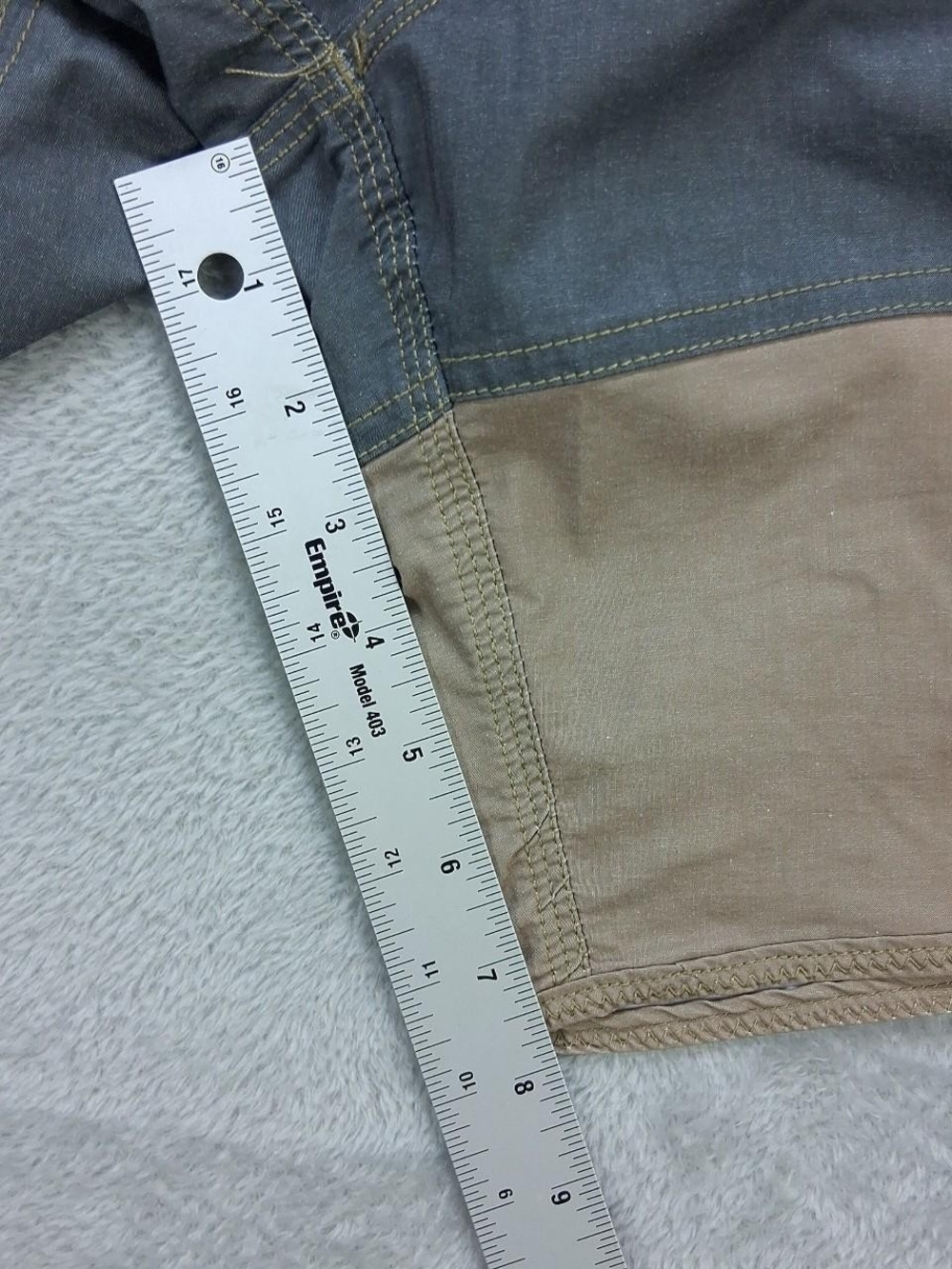 Men's Two-Tone Khaki and Blue Performance Shorts - Picture 6 of 9